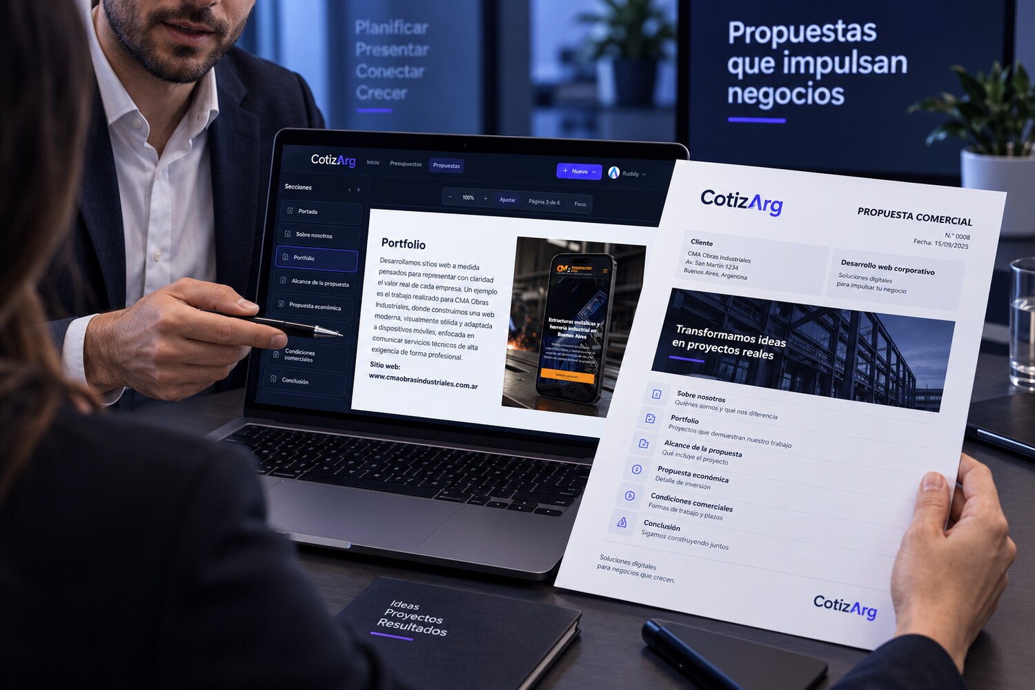 Ejemplo visual de una propuesta comercial profesional con alcance e inversión